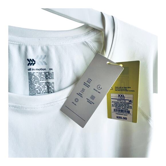 NEW Mens Athletic Fit TEE XXL Long Sleeve T Shirt White Activewear Top UPF50 NWT - Picture 4 of 8